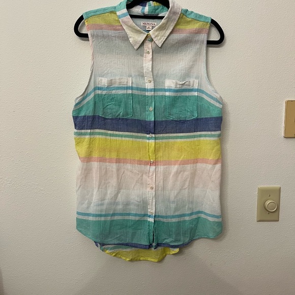 Merona Y2K‎ 90s Vintage Summer Polo Button Down Shirt Size XL - Picture 1 of 13